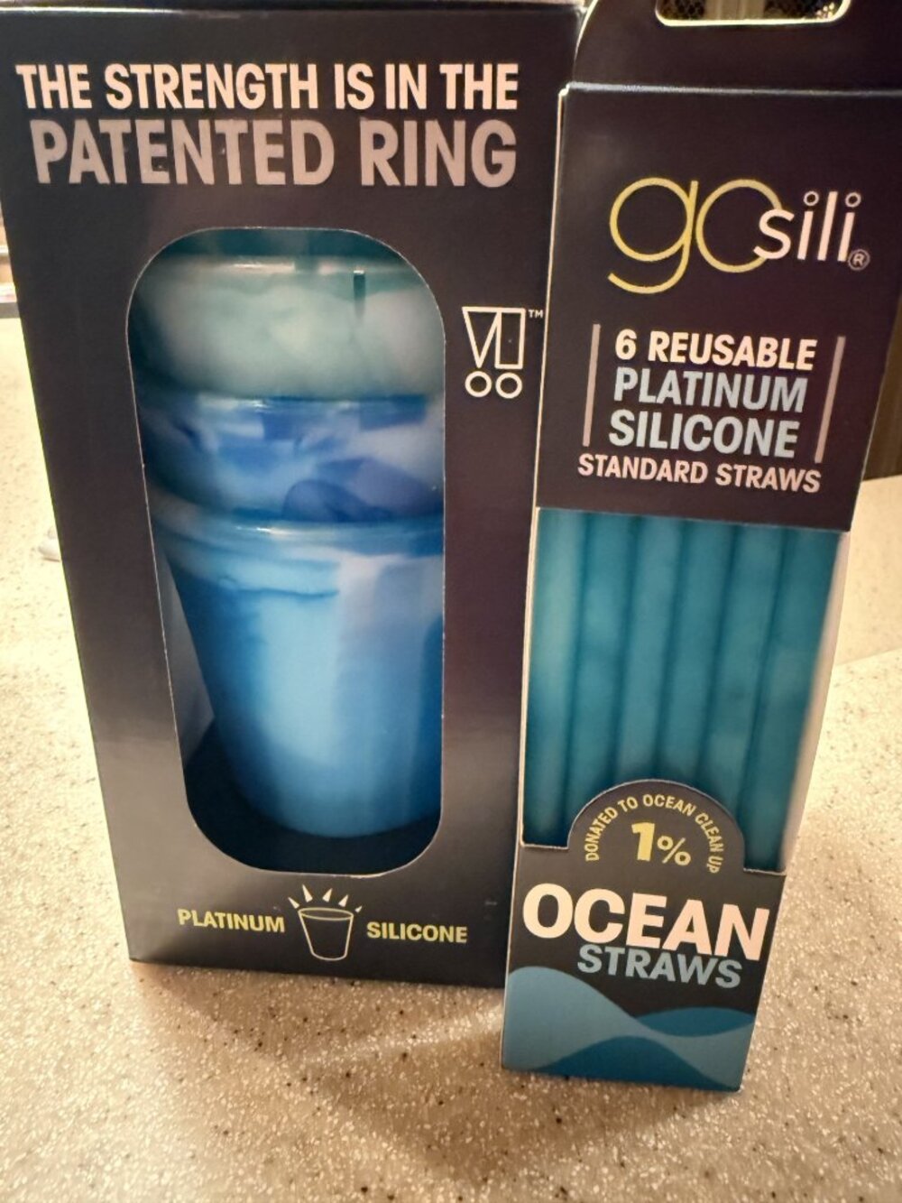 Silicone reusable Ocean Cups and Ocean Straws bundle